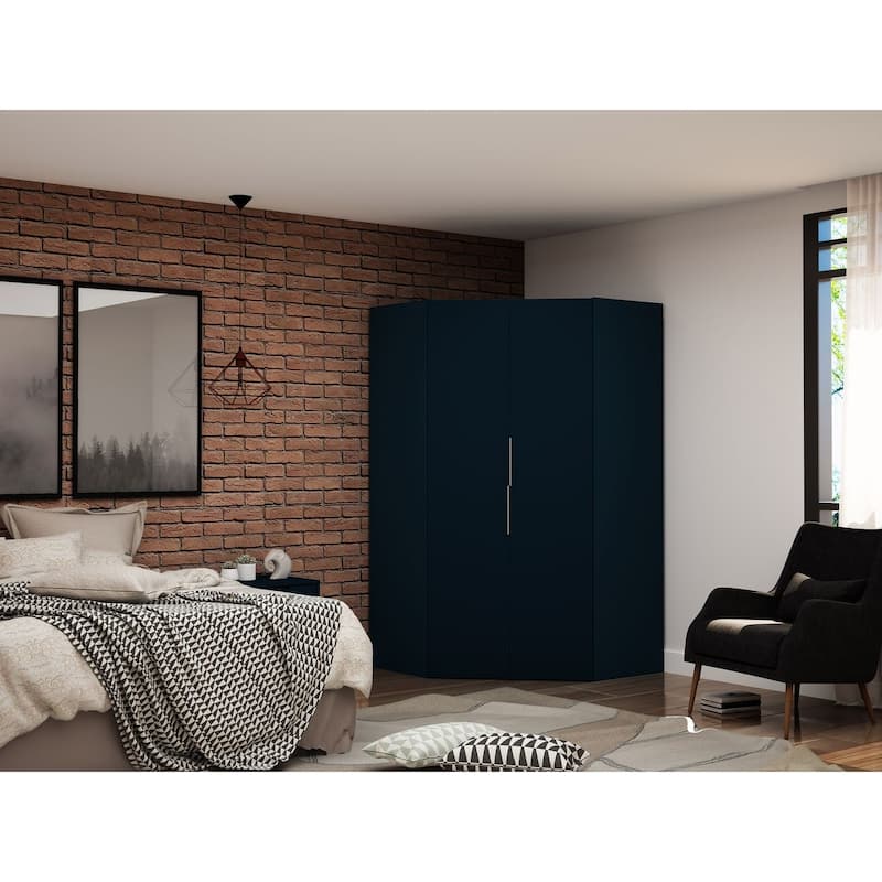 Manhattan Comfort Mulberry 2-Piece Wardrobe Closet - Tatiana Midnight Blue