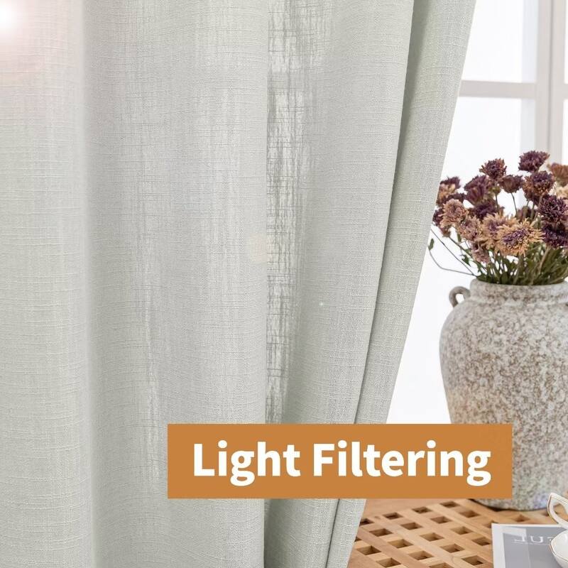 Linen Texture Light Filtering Grommet Panel Pair