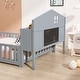 preview thumbnail 5 of 39, Full-Size Montessori Floor Bed with Bookcases & Blackboards, Solid Wood Design for Kids with Guardrails & Storage, Grey