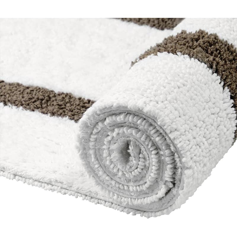 Better Trends Hotel Collection in Race Track 100% Cotton Super Absorbent Reversible Double Sided Machine Washable Bath Mat Rug