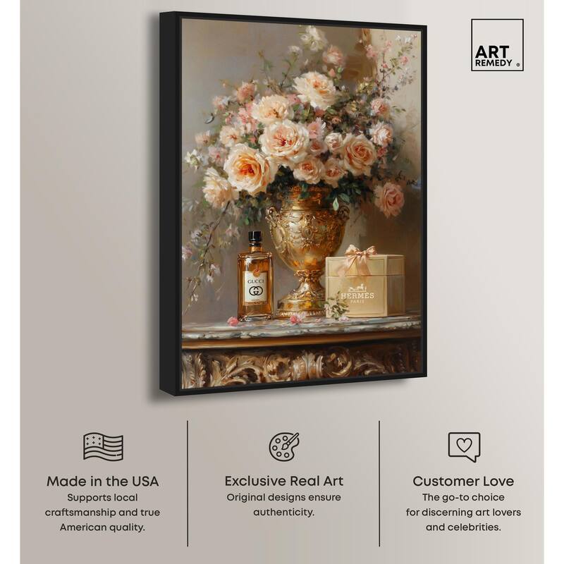 Classical Vase Tans and Floral Canvas by Art Remedy