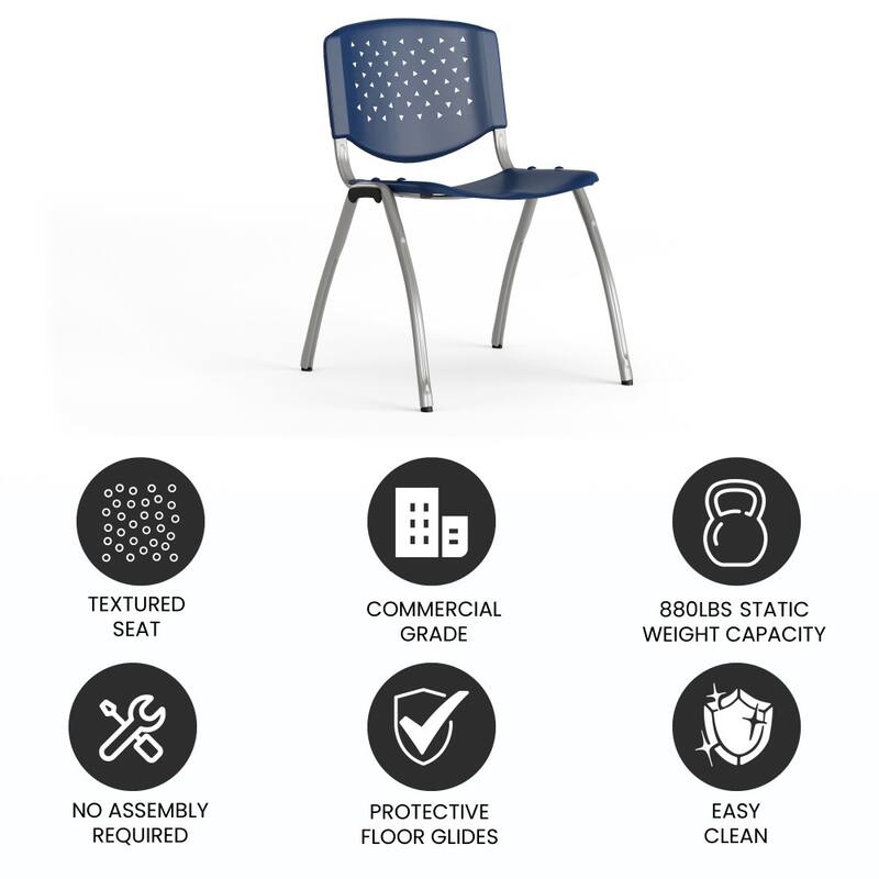 880 lb. Capacity Plastic Stack Chair with Powder Coated Frame