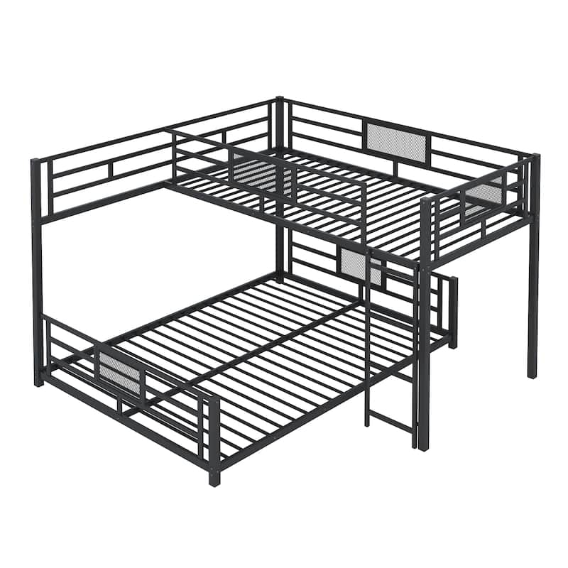 Twin-over-Full Metal L-Shaped Bunk Bed