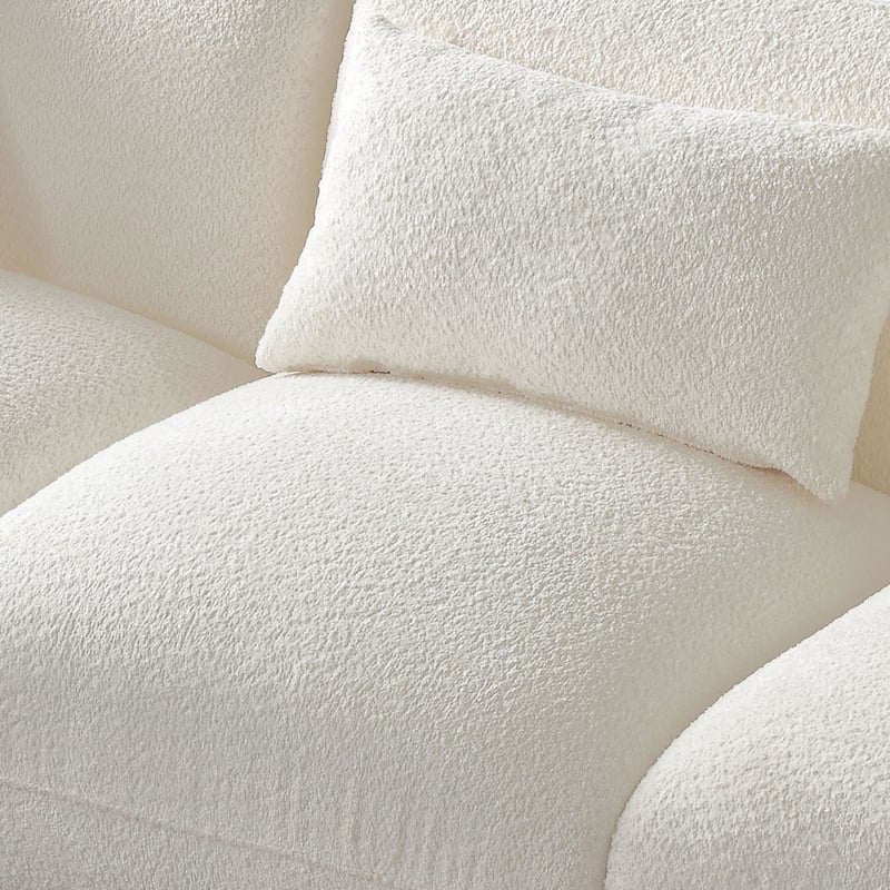 Upholstered Comfortable Soft Lamb Down White Sectional Sofa Couch with Ottoman