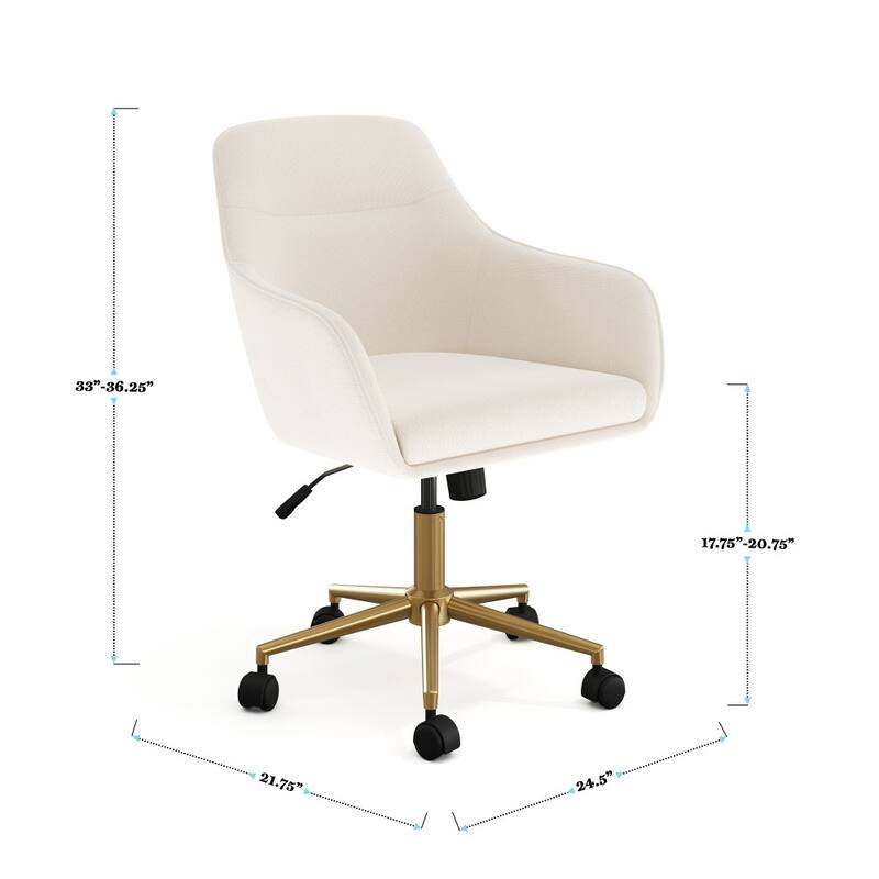 Martha Stewart Rayna Upholstered Swivel Office Chair with Metal Frame