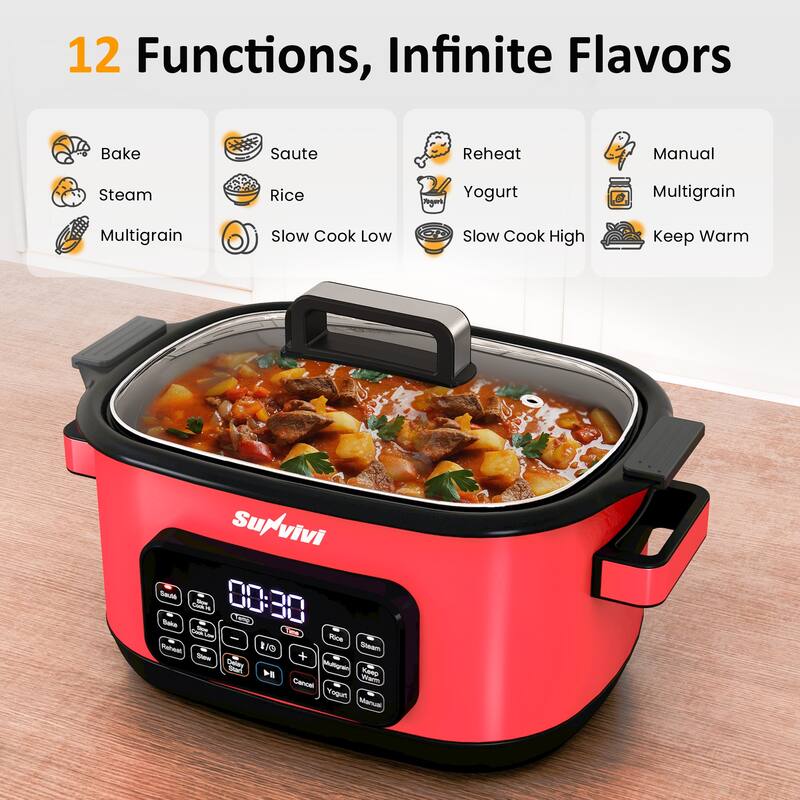 6.5QT 12-in-1 Programmable Multi Slow Cooker