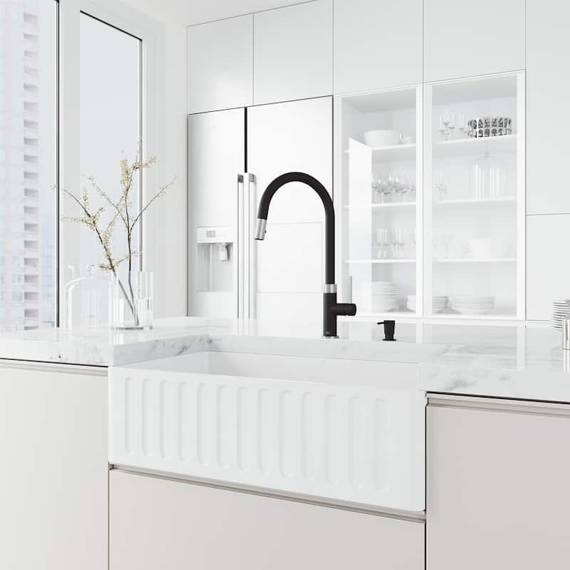 VIGO Bristol 19" H Single Handle Pull-Down Sprayer Kitchen Faucet