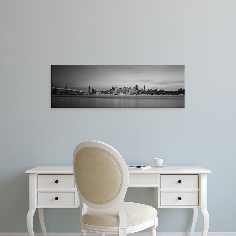 Easy Art Prints Panoramic Images's 'Suspension bridge with city, Bay Bridge, San Francisco Bay, California' Canvas Art