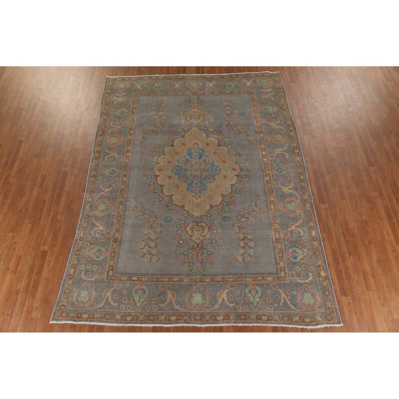 Over-Dyed Tabriz Persian Vintage Rug Hand-Knotted Wool Carpet - 8'3"x 11'5"