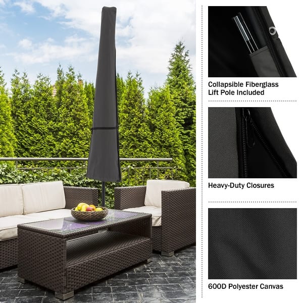 best patio umbrella cover for freezing temperatures Pure Garden Heavy-Duty Waterproof Market Outdoor Patio Umbrella Cover, Gray