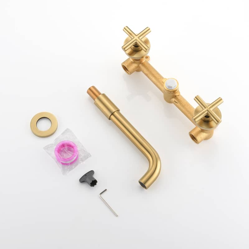 Wall Mounted Bathroom Sink Faucet with Cross Design Handle, Prevents Rust, Corrosion, Anti Fingerprint