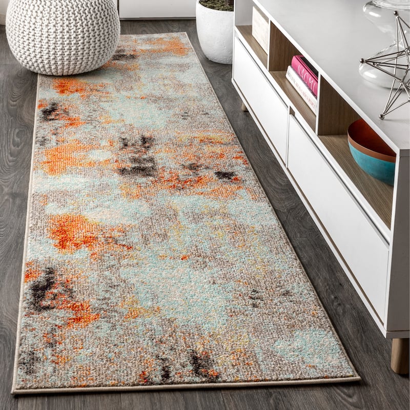 JONATHAN Y Groovy POP Modern Abstract Vintage Area Rug - 2 X 8 - Cream/Orange