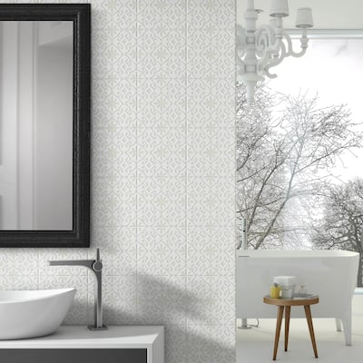 Merola Tile 7.75x7.75-inch Triple Valverde White Ceramic Wall Tile