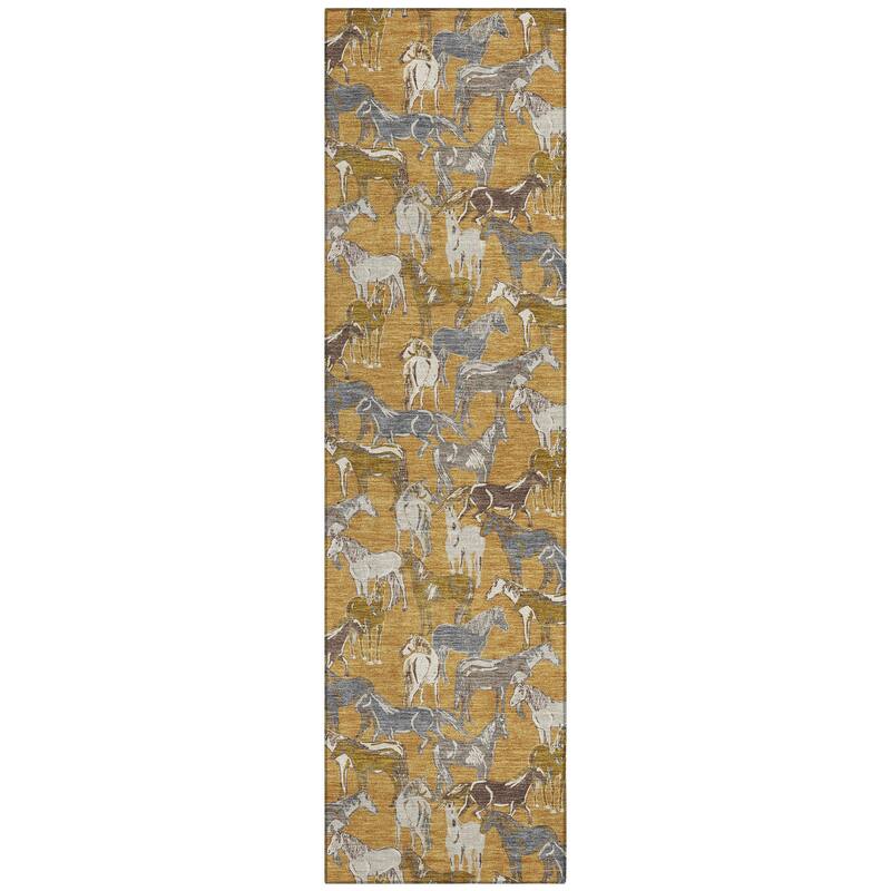 Machine Washable Indoor/ Outdoor Horse Herd Chantille Rug
