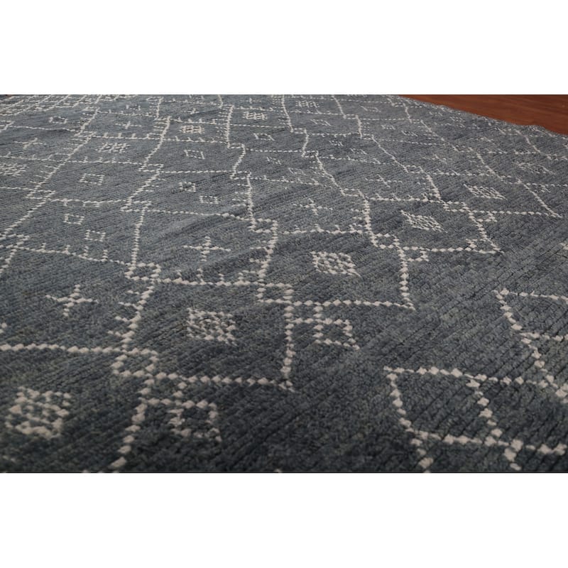 Trellis Moroccan Oriental Area Rug Hand-Knotted Wool Carpet - 8'1" x 9'9"