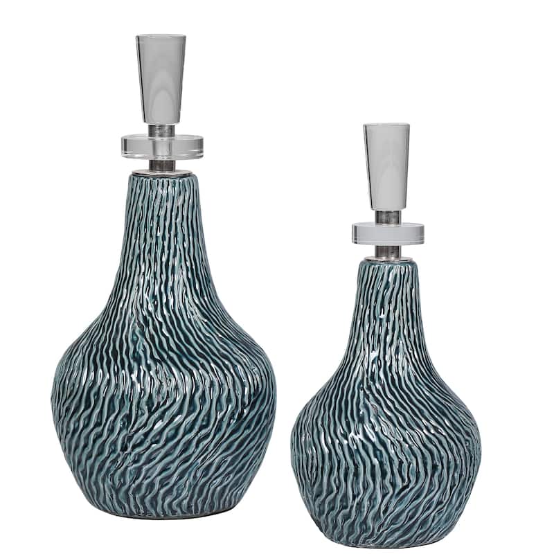 Uttermost Almera Dark Teal Bottles (Set of 2)