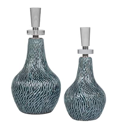 Uttermost Almera Dark Teal Bottles (Set of 2)