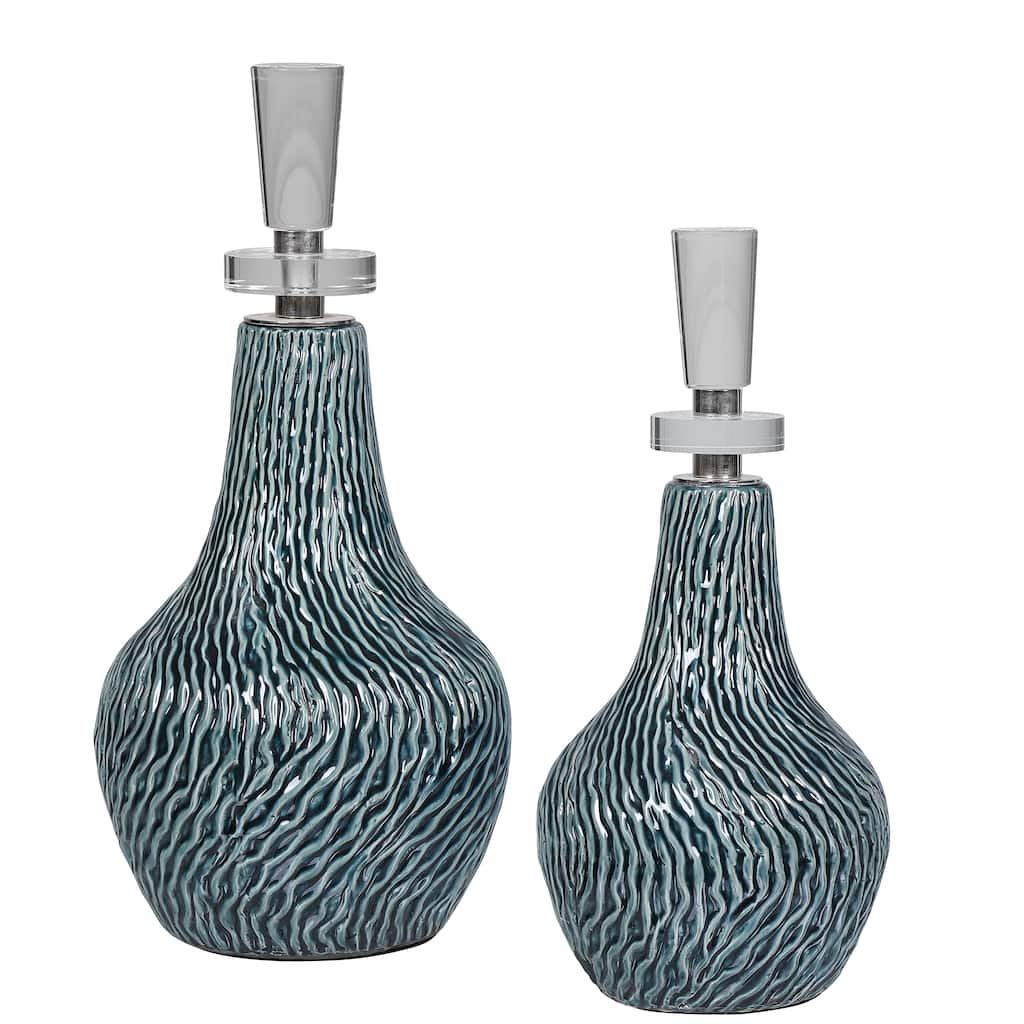 Uttermost Almera Dark Teal Bottles (Set of 2)