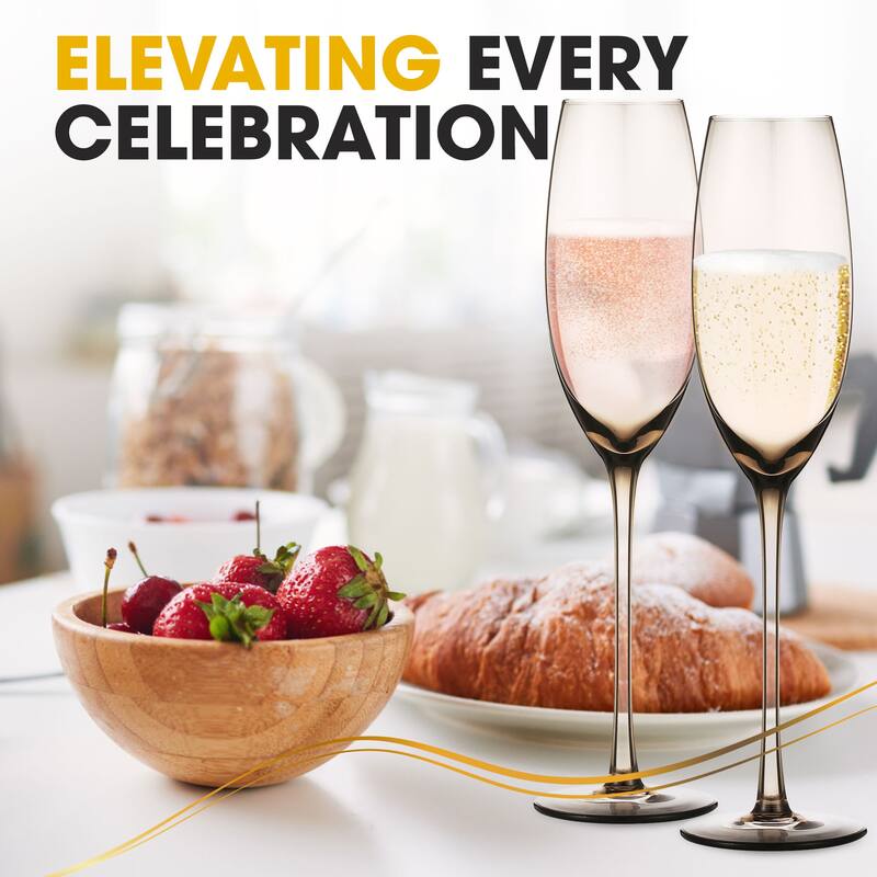 Berkware Luxurious and Elegant Sparkling Colored Glassware - Champagne Flutes