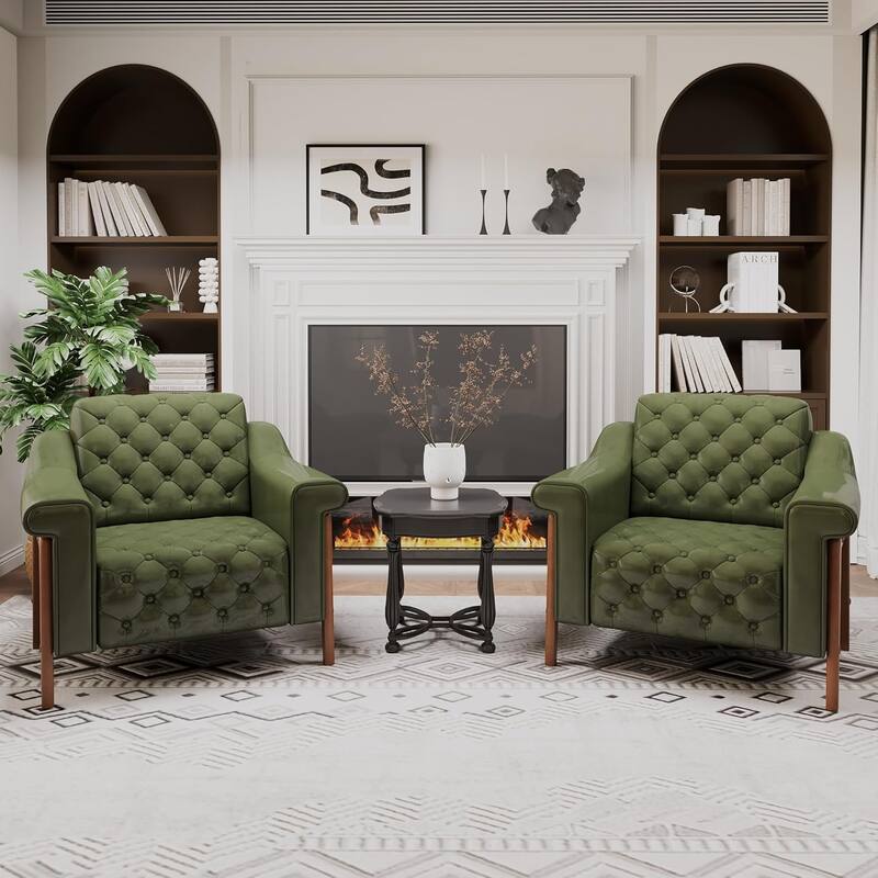 Cozy Accent Chair,PU Leather Modern Living Room Chairs,Mid-Century Office Reading Chair,Single Sofa,Armchair