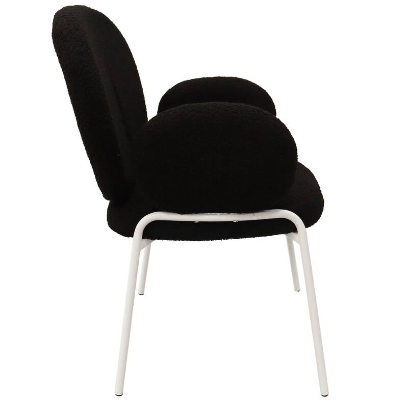 Celestial Modern Boucle Dining Side Chair with White Powder Coated Iron Frame Kitchen Chair Set of 2