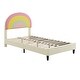 preview thumbnail 7 of 32, Twin or Full Size Upholstered PU Kids Platform Bed with Rainbow Shaped and Height-adjustbale Headboard, LED Bed Frame