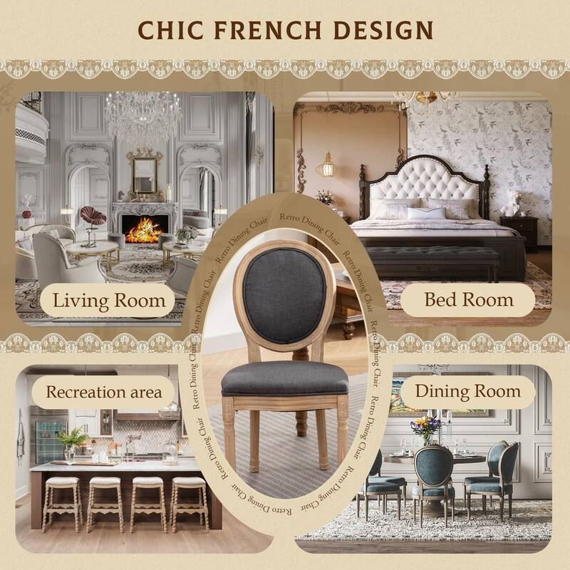 Upholstered French Style Nailhead Dining Chairs(Set of 4)