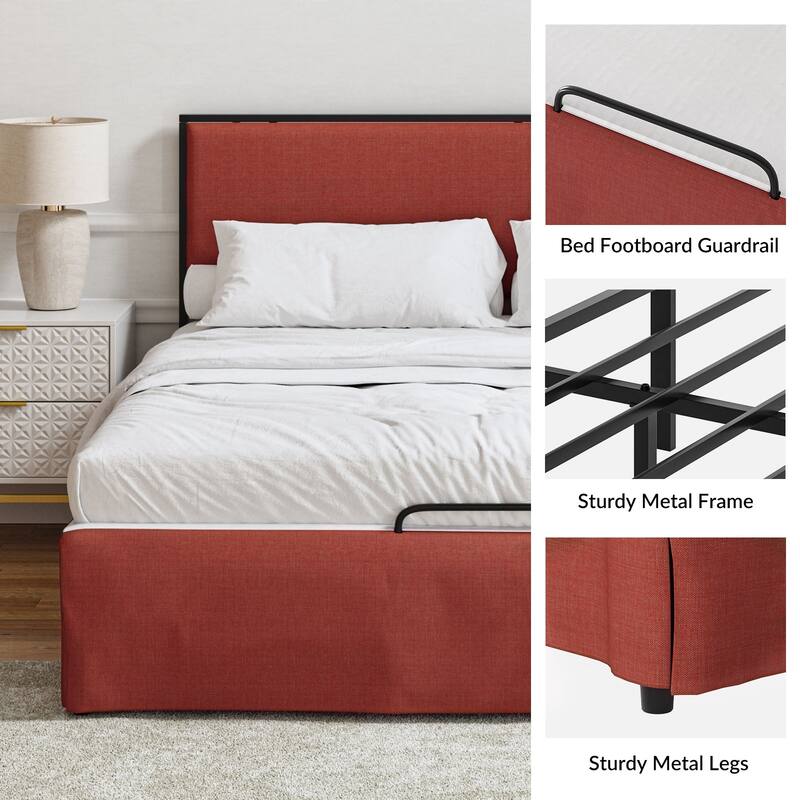 Oliver Modern Washable Slipcover Bed Upholstered Metal by HULALA HOME