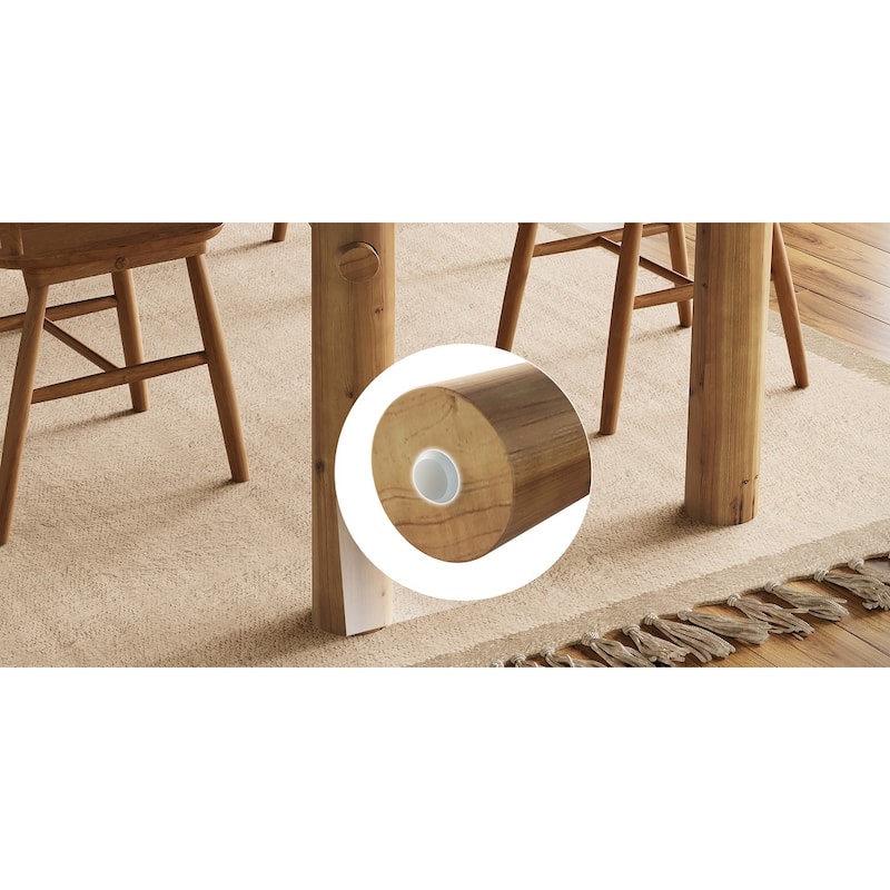 Solid Wood Dining Table for 6, 63 Inch Real Wood Kitchen Table