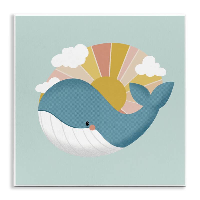 Stupell Whale & Sunshine Rays Wall Plaque Art Design By Sarah Hickman - 12 x 12
