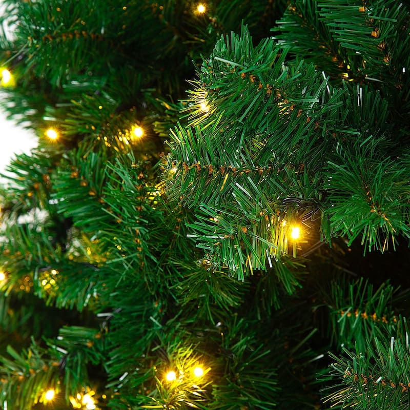 9ft Pre-Lit Christmas Tree with 700 LED Lights and 2028 PVC Tips Auto-Spread Hinged Design - 5.2'Dia x 9'H