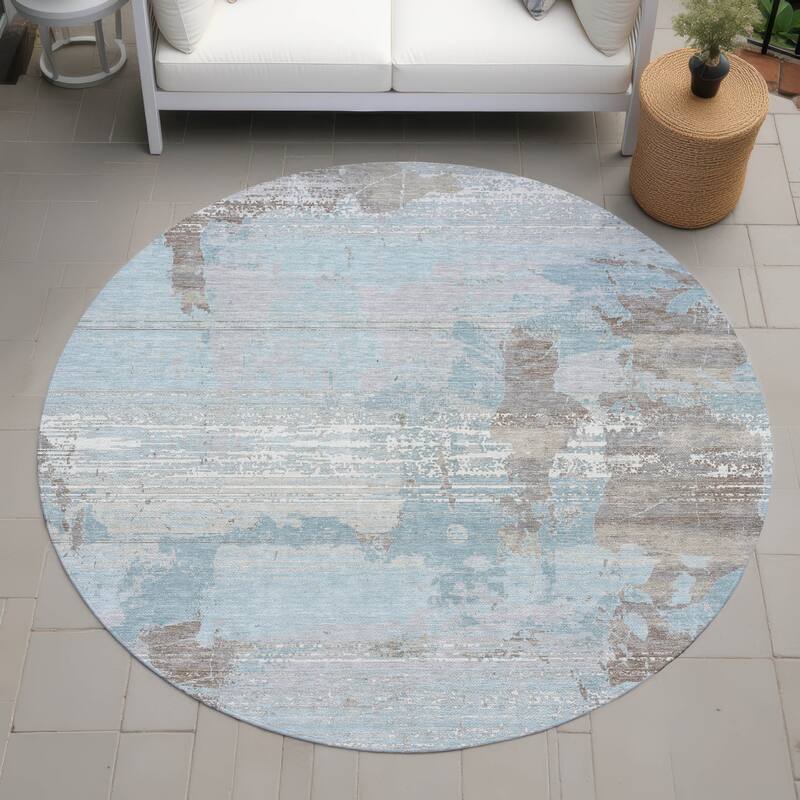 Machine Washable Indoor/ Outdoor Chic Veta Chantille Rug - Sky - 8' x 8'