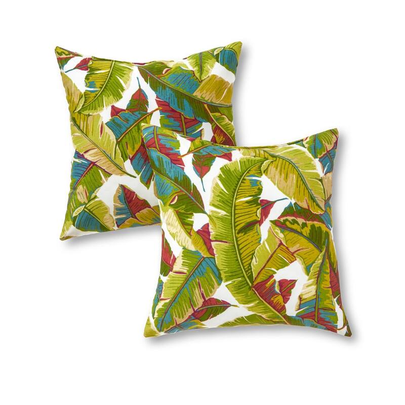 2-piece Palm Leaves 17-inch Square Outdoor Accent Pillow Set by Greendale Home Fashions