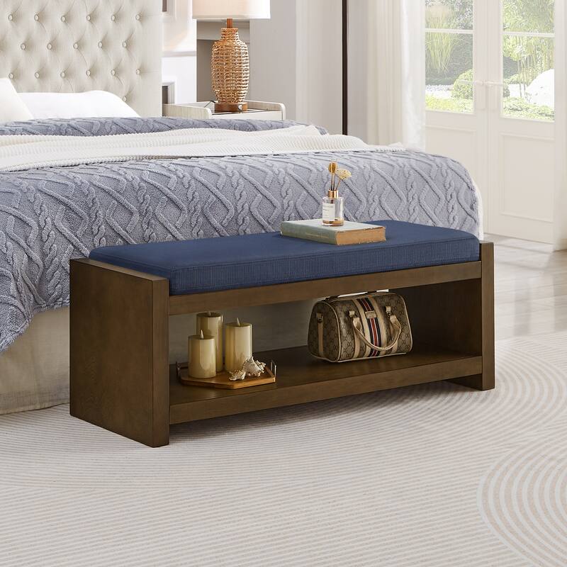 47" Accent Bench with Lower Shelf Shoe Rack