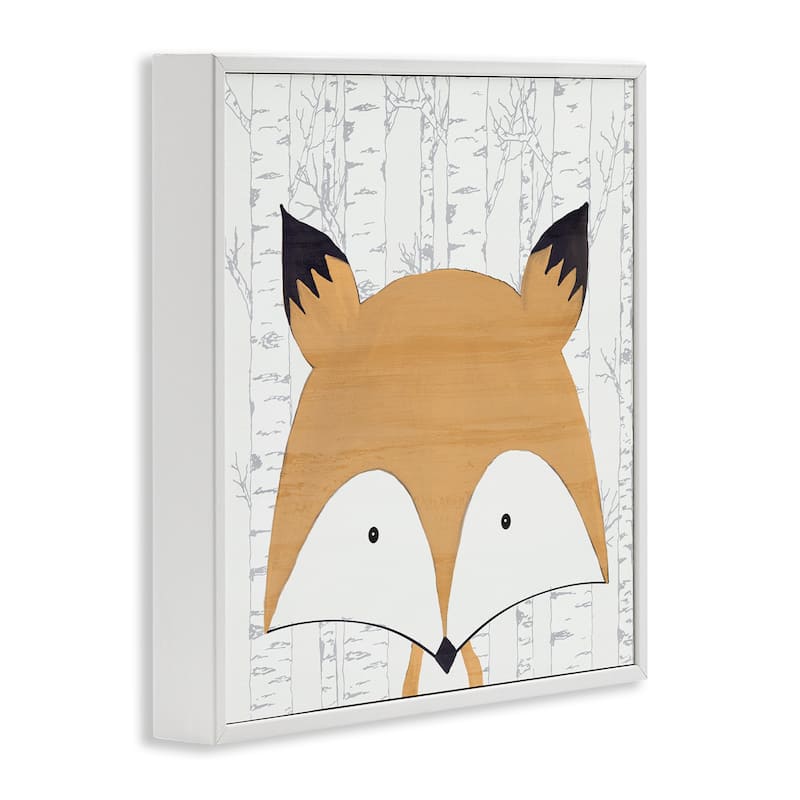Stupell Whimsical Fox on Birch Framed Giclee Art Design By Kim Allen