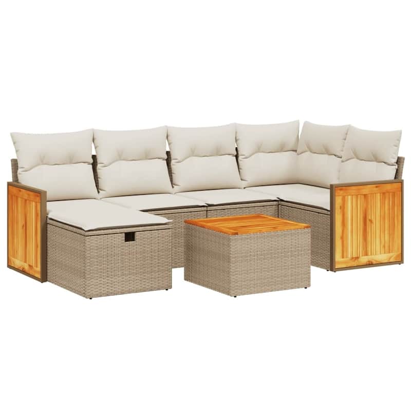 vidaXL Patio Sofa Set with Cushions Outdoor Conversation Furniture Poly Rattan