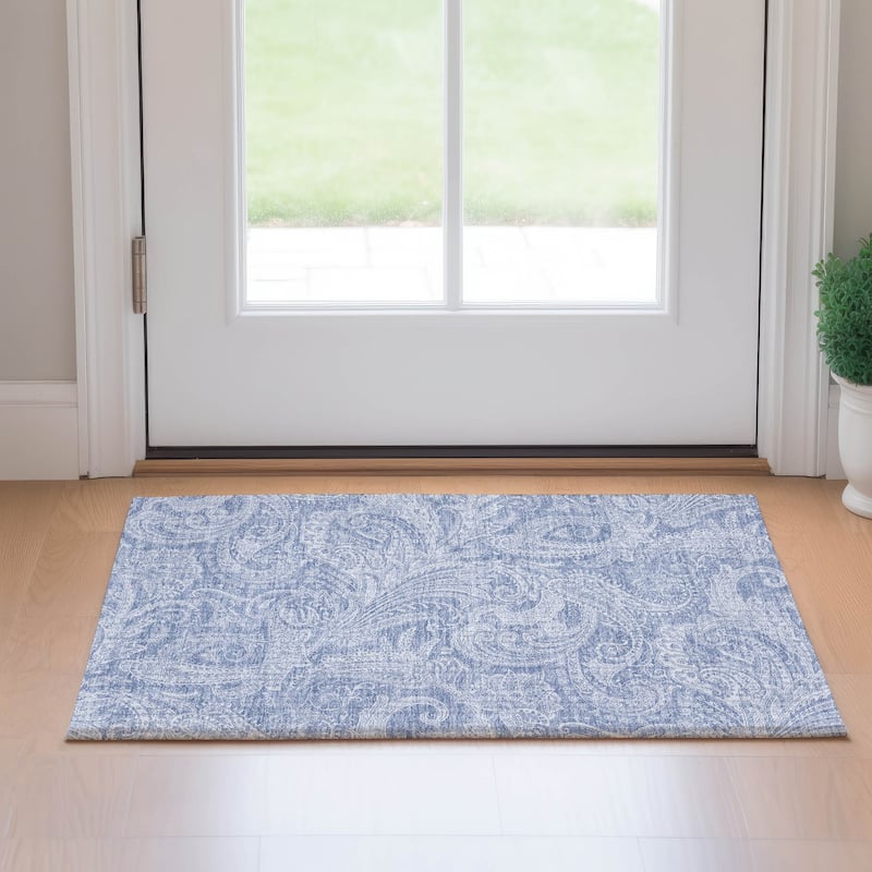 Premium Washable Super Soft Traditional Paisley Mayfield Rug - Denim - 1' 8" x 2' 6" - Rectangle