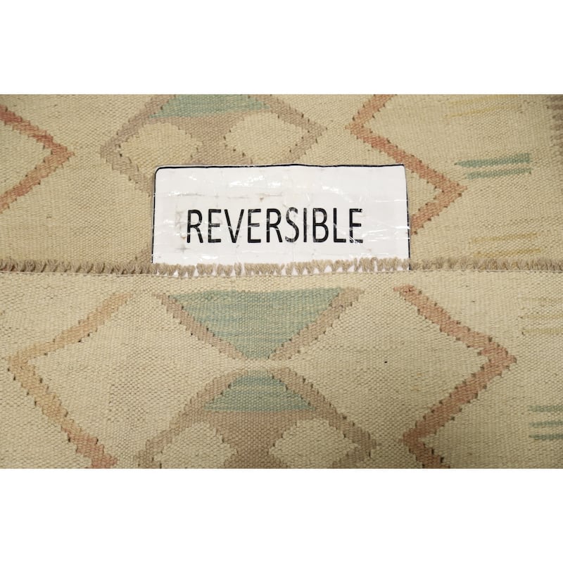 Hand Woven Oriental 100% Wool Carpet Southwestern Tribal Beige & Ivories Kilim Area Rug - 4' 9'' X 3' 4''