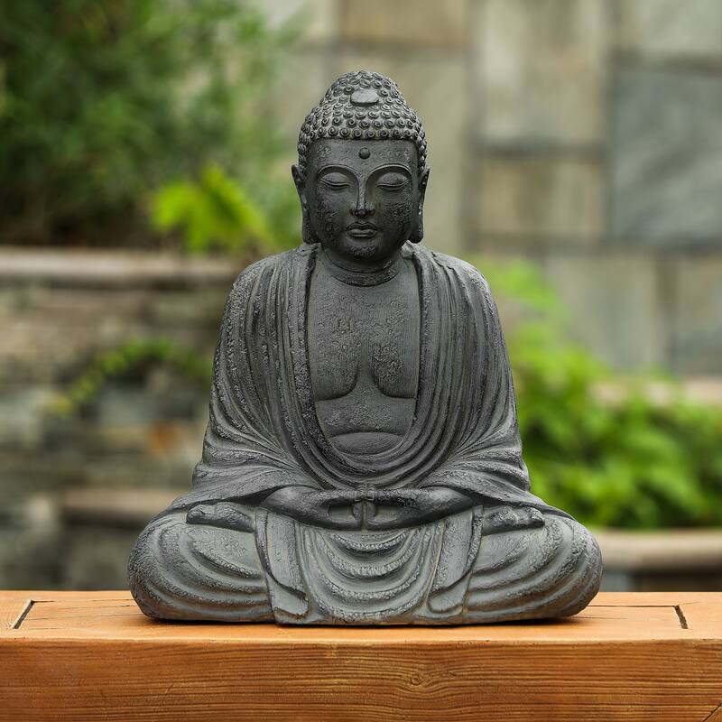 Stone Grey MgO Meditating Buddha Outdoor Garden Statue - On Sale - Bed ...