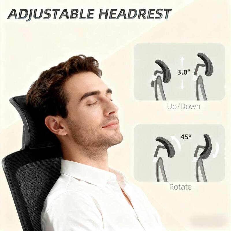 Ergonomic Desk Chair with Flip-up Armrest,Mesh Office Chair,Rotatable Headrest, Adjustable Lumbar Support
