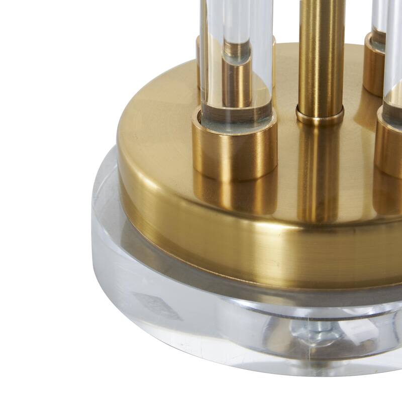 Clear Crystal Rods Room Table Lamp with Gold and Silver Base