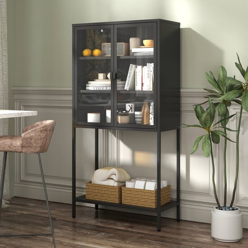 Tall Bookcase Modern Bookshelf Cabinet for Home Office, Living Room