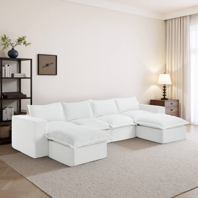147.9'' W U-Shaped Modular Sectional Sofa Comfy Cloud Couch Chenille Sofa