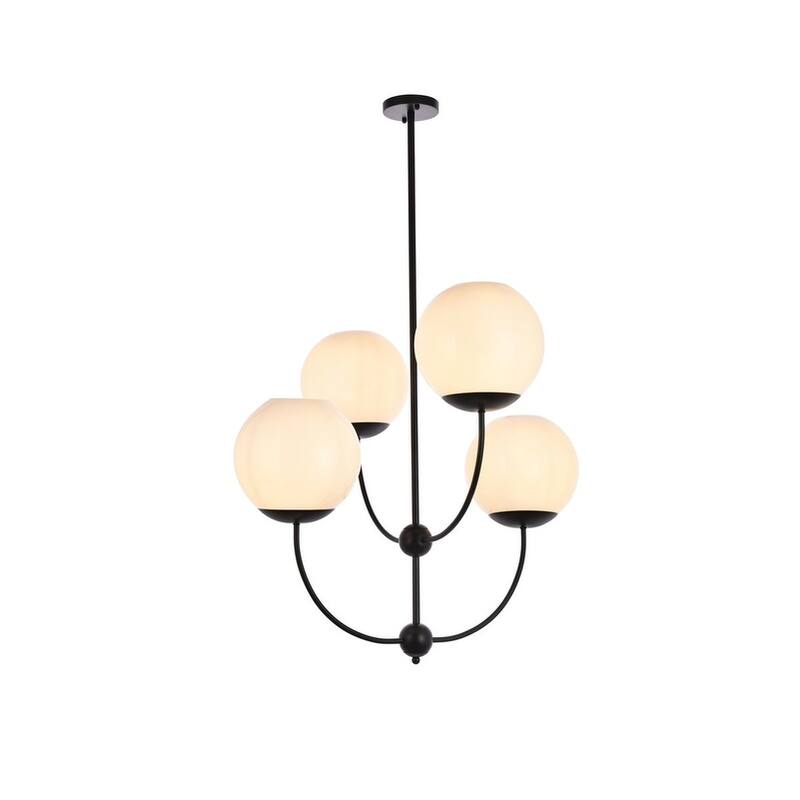 Lane 31.5 inch Pendant with White Shade - N/A - Black