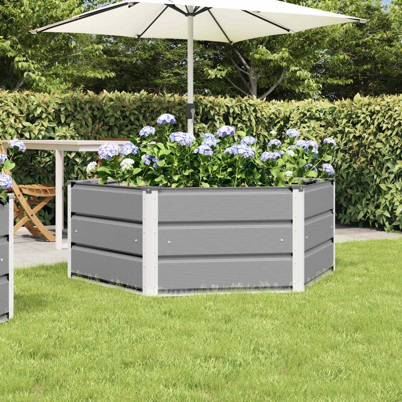 vidaXL Planter in Steel - 50.79 x 50.79 x 17.72 in. - Grey - 50.79 x 50.79 x 17.72 in