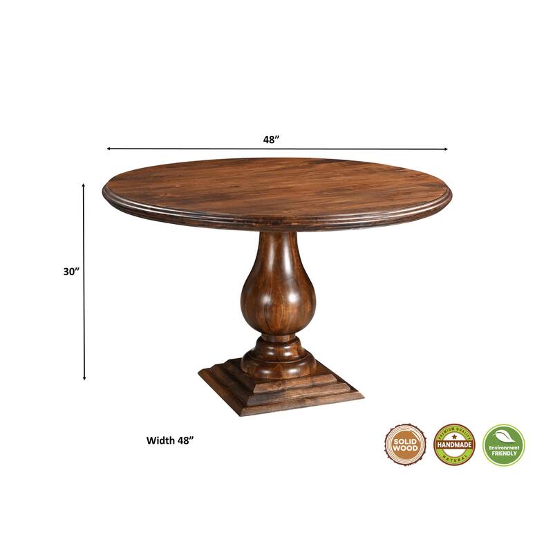 Willow 48" Round Solid Wood Pedestal Dining Table
