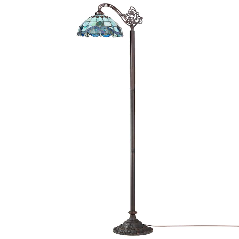 Sophia River of Goods Teal Stained Glass Bowl Shade 60-Inch Floor Lamp - 19" x 12.5" x 60"