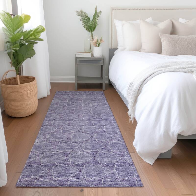 Machine Washable Indoor/ Outdoor Abstract Trellis Chantille Rug