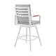 preview thumbnail 6 of 9, Crown Outdoor Patio Swivel Bar Stool in Black Aluminum with Wood Accent and Dark Gray Cushions - 30" Bar Height