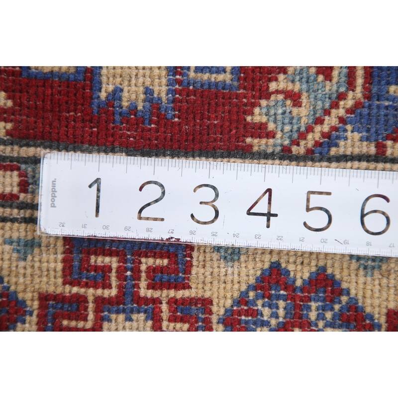 Hand Knotted Oriental 100% Wool Carpet Traditional Geometric Red Kazak Runner Rug - 8' 7'' X 2' 8''